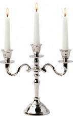 PURESTORY Candle Holder | Mini 3 Arm Taper Candle Holder | Silver Aluminium | Heat Resistant | Candlesticks for Home Decor, Wedding, Party, DinningTable Centerpiece, Church Altar & Festive Occasions
