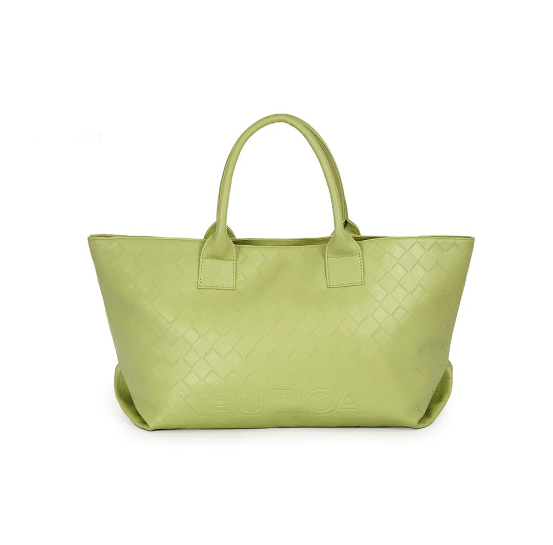 Nautica Women's Large Tote Bag | Durable PU with Quilted Design & Padded Grab Handles Ladies Shoulder Bag | Premium Spacious Handbag with Magnetic Closure for Girls | Green