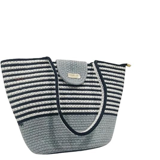 BEAUTIFUL HOMMIES Attractive Hand Bag |large Tote Bag |Summer Bag | Bucket Bag | Basket Bag | Bamboo Tote | Beach Bags for Women|Boho Bag|Handbag |Jute Bag |Handmade Bag (GREY WHITE BLACK)