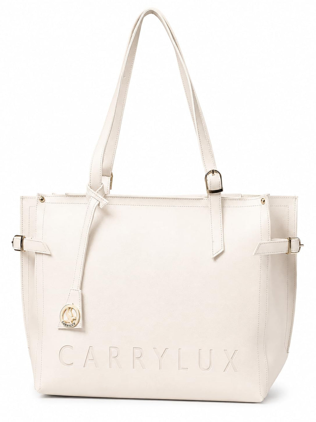 Carrylux Women's Soft PU Tote Bag | Large Single Compartment Shoulder Handbag with Adjustable Strap | Office, College & Casual (Cream)