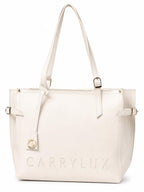 Carrylux Women's Soft PU Tote Bag | Large Single Compartment Shoulder Handbag with Adjustable Strap | Office, College & Casual (Cream)