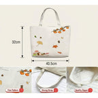 BROGBUS Canvas Tote Bag for Women with Zipper and Inner Pocket, Large Capacity Cotton Shoulder Bag 32 x 40.5 cm, Aesthetic College Handbag for Girls, Reusable Shopping Tote