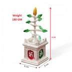Decorative Silver Tulsi Plant for Home, Shop and Office Decor, Traditional Hindu Pooja Mandir, 14cm Height, 5x5cm Base