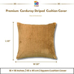 RD TREND® Cushion Cover Set of 5, Decorative Sofa Living Room Home Square Cushion Covers 18 Inch x 18 Inch, Aesthetic Corduroy Striped Double Sided (Mustard, Pack of 5)