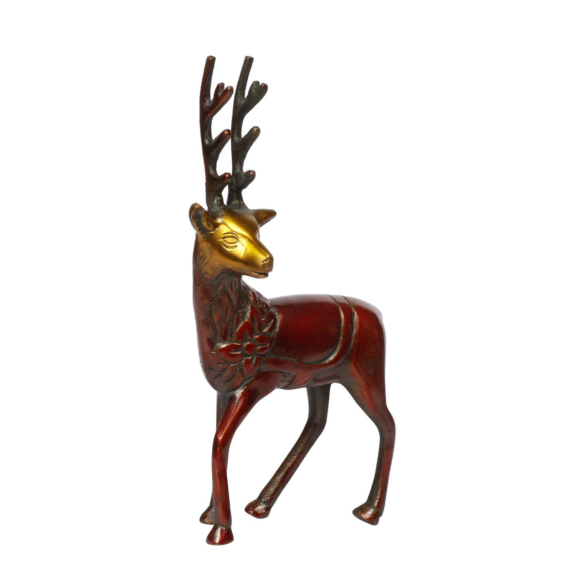 ARTVARKO Brass Deer Statue Home Décor Murti Idol for Home Office Shop Decorative Showpiece Vaastu and Gift (Cherry Gold 7 Inch)