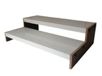Wooden Puja Mandir 2 Step Stand, Kitchen Storage Containers Organiser, Multipurpose Display Rack, White and Brown