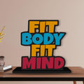 Artvibes Wooden Idols and Figurine Fit Body Fit Mind Fitness Positive Quotes Table Decor for Office Desk Showpiece | Home Decoration | Living Room | Modern Gifting Items (SP_1166), Inspirational