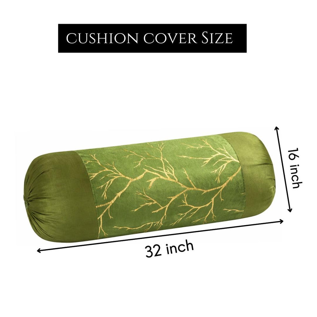Stuffique Bolster Pillow Cover Set of 2, Round Cushion Cover - 16 x 32 inches, Pista