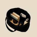 Peach Blossom Women's Printed Cotton Zipper Tote Bags (BLK - RIVER BOAT)