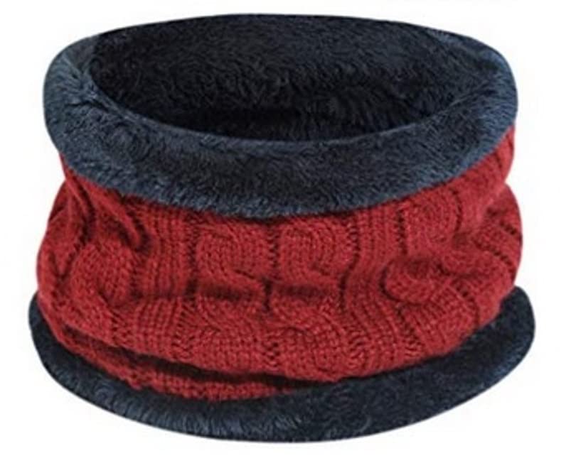 Alexvyan Winter Neck Scarf Soft Warm Snow Proof Knitted (Inside Fur) Woolen Scarf for Women Girl Boys Man (Red)