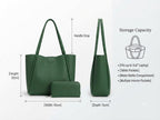 PAVILONN Women Tote Bag Ladies Handbag Shoulder Bag Office Bag PU Leather Travel Handbag with Zip Pouch Large Capacity Work Tote Shopping Purse College Bag (green)