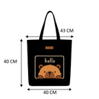 The Purple Tree Eco-Friendly Canvas Tote Bag, Sustainable, Reusable Shopping, Beach, Travel or Everyday Tote, Wide Tote Bag, Hello Bear