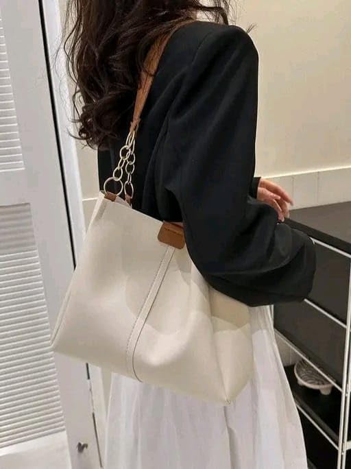 AESTHETIC Women’s Shoulder Handbag | Elegant PU Leather Tote with Chain Strap & Teddy Charm | Stylish Daily Use Purse for Office, College & Casual Outings-T-03