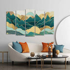 VIBECRAFTS Abstract Mountains Luxurious Pattern Wall Painting of Five Pieces For Home|Office|Living Room|Gift (PTVC5Pcs2_6600)