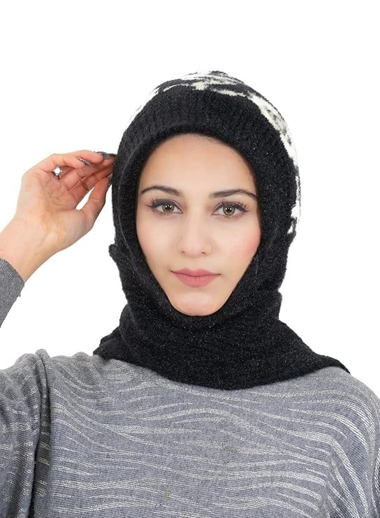 KmCho Black Woolen Muffler for Women - Soft Warm Winter Scarf - Stylish & Cozy - (Pack of 1)