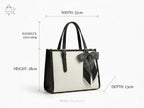 Pavilonn Women Handbag PU Leather Tote Purse Stylish Shoulder Office Bag Black Structured Croco Pattern Ladies Fashion Shopping Handbag Daily Use College Gift (BLACK AND WHITE)