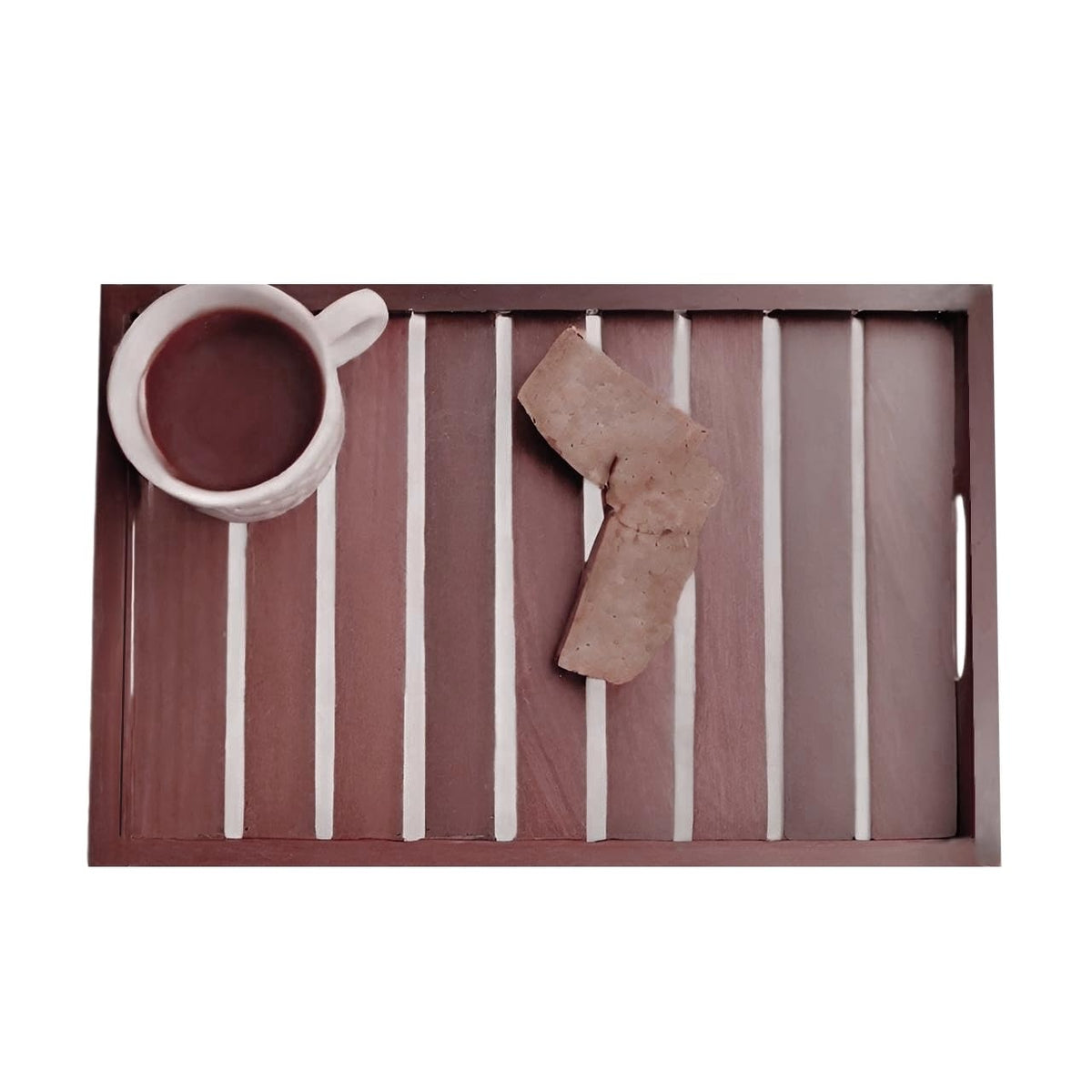 Dime Store Wooden Handmade Serving Tray with Handle Multipurpose Tray | Platters for Serving, Home and Kitchen (Modern)