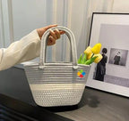 DYARCHY Handmade Cotton Rope Tote Bag | Eco-Friendly Multipurpose Handbag for Women | Casual Shoulder Bag for Shopping, Picnic, Travel & Everyday Use (GREY)