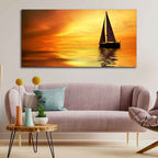 VIBECRAFTS Canvas Paintings for Living Room Drawing Room Sailing In Sunset Canvas Wall Painting Fitted With Wooden Frame for Home | Office | Gift (PTVCH_2331)
