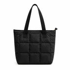 The Purple Tree Quilted Tote Bag for Women | Water Resistant Puffy Shoulder Bag with Zipper | Lightweight Plush Handbag for College, Work, Shopping & Everyday Use | Trendy Fashion Tote
