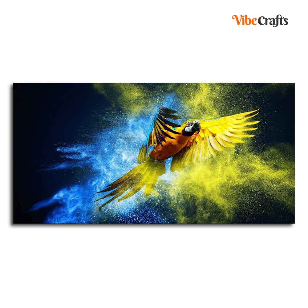 VIBECRAFTS Canvas Paintings for Living Room Drawing Room Flying Parrot Premium Canvas Wall Painting Fitted With Wooden Frame for Home|Office|Gift(PTVCH_2312)