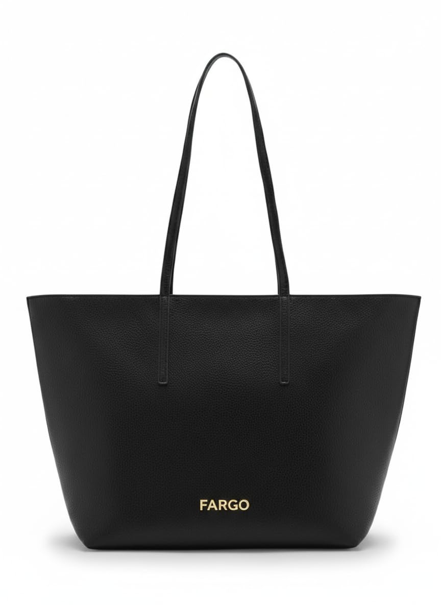 Fargo Prime Tote Bag for Women | Vegan Leather Handbag with 15-Inch Laptop Compartment, Smooth Zip & Premium Look | Stylish Office, College & Travel Tote | Made in India (Black)