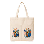 Suryatra Wildflower Bouquet Canvas Tote Bag for Women & Men | Premium Cotton Canvas Shoulder Bag with Dual Front Pockets | Tote Bag for Office, College, Shopping & Travel | Natural | 14 x 16 Inches