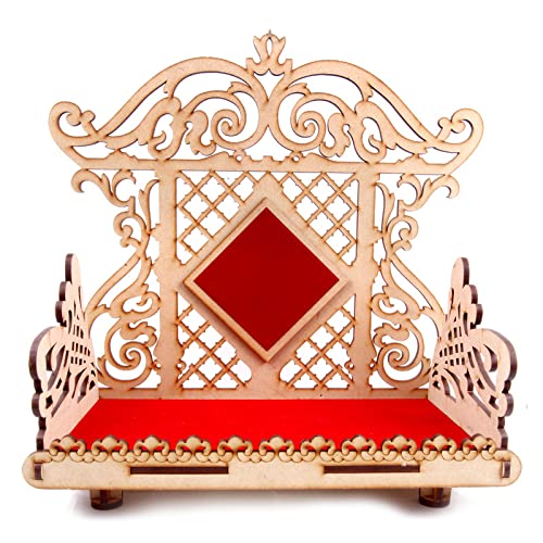 Lexical Wooden Readymade Wall Hanging Puja Temple for Home God Stand for Pooja Room Mandir Wood Devghar Stand for Office and Shop Lexical-421
