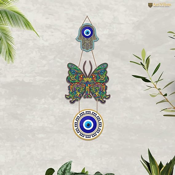 Artvibes Beautiful Butterfly MDF Wood Wall Hanger Ornaments For Vastu For Home Decoration | Livingroom | Spiritual Decor Items | Wall Illustrations | Ethnic Wall Decor | Wall Art Print (WH_8501NN)