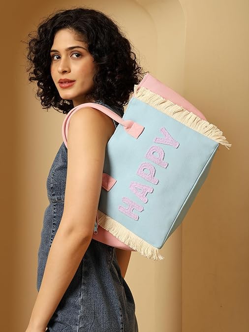ASIAN Women Canvas Tote Bag | Large Capacity Beach & Shopping Shoulder Bag with Inner Pocket | Lightweight, Washable & Reusable Handbag for Work, Travel & Daily Use
