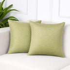 STITCHNEST Quilted Velvet Cushion Covers Set of 2 | Soft Mehndi | 24x24 Inches | Premium Sofa & Living Room Décor