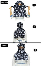Switchon Scarf Hijab Rayon Printed fancy scarf for women Size Adjustable -Hook loop tape- For 10 yrs and above (Black_Multi1)