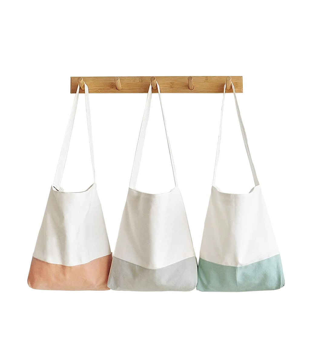 Glowic Reusable Tote Bags|100% Organic Cotton Grocery Bag | Multi-Purpose Bag|Sturdy Canvas Bag with 12kgs Capacity | Multiple Color Designs,Pack of 3(WBAG-66)