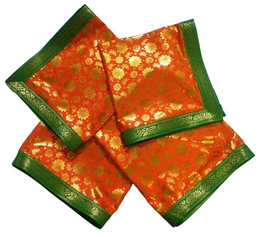 Lakshmi Maa Collection's Rumala Sahib Double Set Orange with Green gota Set of 4 PEC