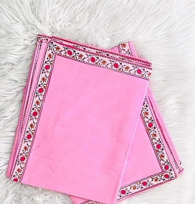 Harbell Home 220 TC 100% Pure Cotton Skin Friendly Single Bed Solid Plain with Border Coloured Top Sheet | Summer Blanket | Khes | AC Blanket | Dohar As Chaddar. Pack of 2. (Pink) Kafalo
