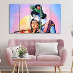 VIBECRAFTS Beautiful Radha Krishna 5 Pieces Canvas Wall Painting For Home | Office | Living Room | Gift (PTVC5Pcs4_8554)
