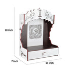 YIXT Premium Wooden Pooja Mandir for Home with LED Light & Storage | Wall Mount & Tabletop Temple for Living Room | White and Black | MDF/Solid Wood