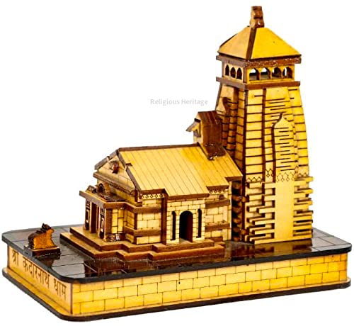 Religious Heritage Kedarnath Temple In Wood 3D Big Size (Brown)