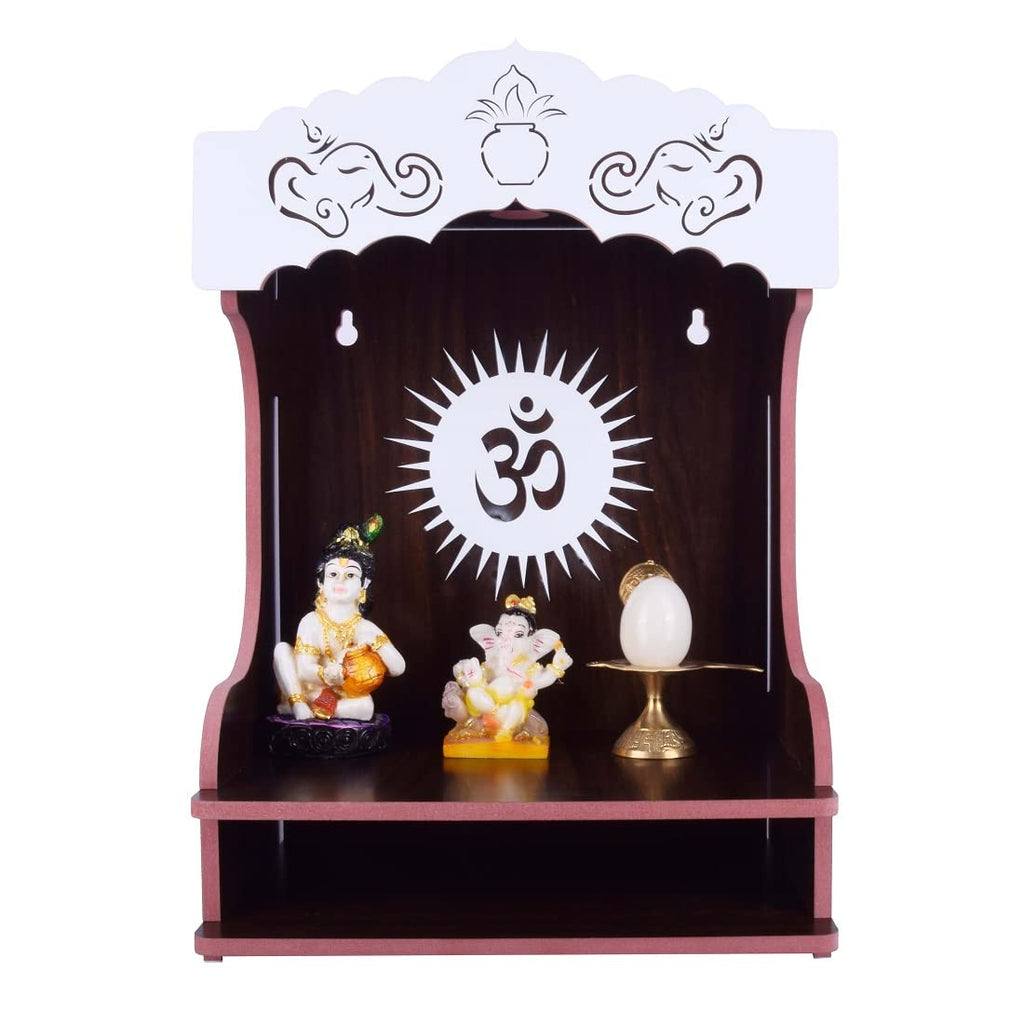 nexat Premium MDF Wooden Temple with Doors | Mandir for Pooja Room, Office & Housewarming Gift (393)