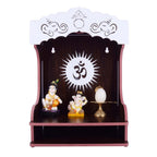 nexat Premium MDF Wooden Temple with Doors | Mandir for Pooja Room, Office & Housewarming Gift (393)