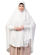 ICW FemaleStretchable Jersey Smoking Sleeve Jilbab Cum Prayer Khimar Hijab (Free Size) (White)