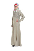 Momin Libas Pleated Yoke Silver Gray Colored Abaya & Burkha-Large…