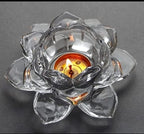 Big Cart Crystal Glass Lotus Flower Tea Light Candle Holder, Pack of 1