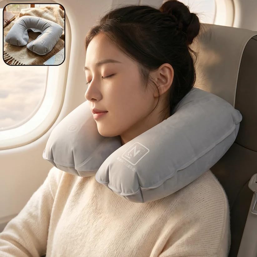 ADOFYS Neck Pillow for Travelling | Memory Foam | Eye Mask & Ear Plugs