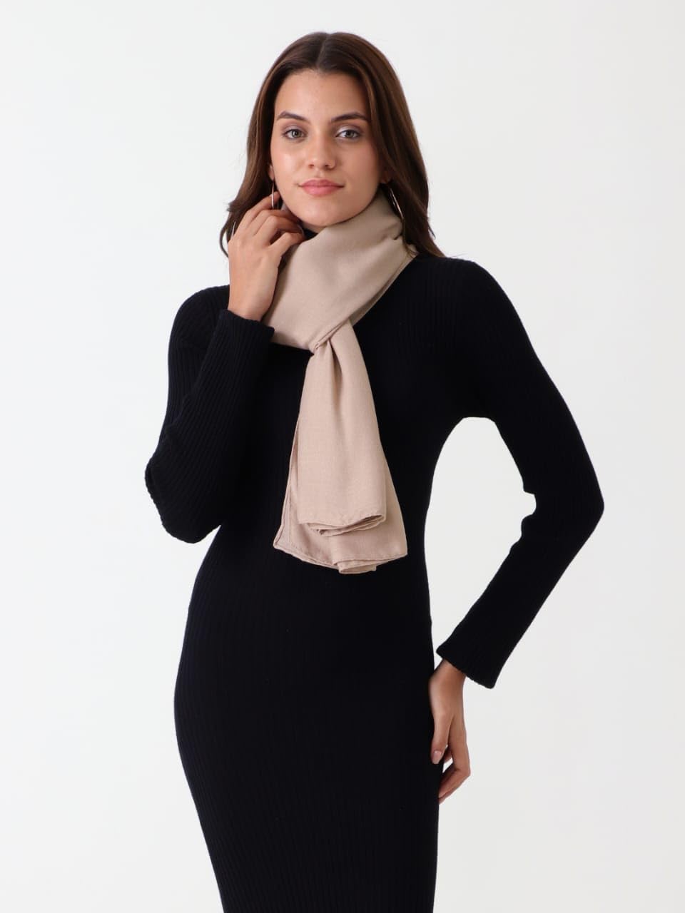 Beau Design Scarf, Lightweight Shawl Wrap for Women, Multiple Colours Available (Light Brown)