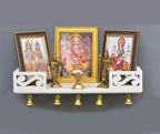 Marusthalee Floating Wall Mounted Wooden Temple for Home & Office | Compact Pooja Mandir with Shelf | Modern Design Spiritual Decor Unit (White)