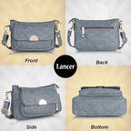 LANCER Hobo Crossbody Shoulder Bag for Women & Girls – Stylish Tote Sling Handbag with Adjustable Strap | Ladies Purse, Travel Casual Office Bag (Grey)
