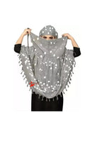 KITDAO Cotton Long Scarf Cum Mask scarves Usable for vehicle Driver White Printed Design Universal Size For Girl,Women Breathable Sun Protection Light Weight Cotton Fancy Scarf GREY BANDHANI SCARF