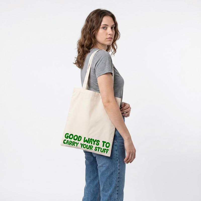 The Korhean Store Good Ways To Carry Your Stuff Aesthetic Tote Bag for College, Travelling, Shopping, Office, Beach & Daily Use, Ecofriendly & Reusable, Premium Canvas Cotton