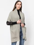 513 Women's Acrylic Woolen Self Design Casual Warm Winter Wear Muffler With Pocket Scarf Stole
